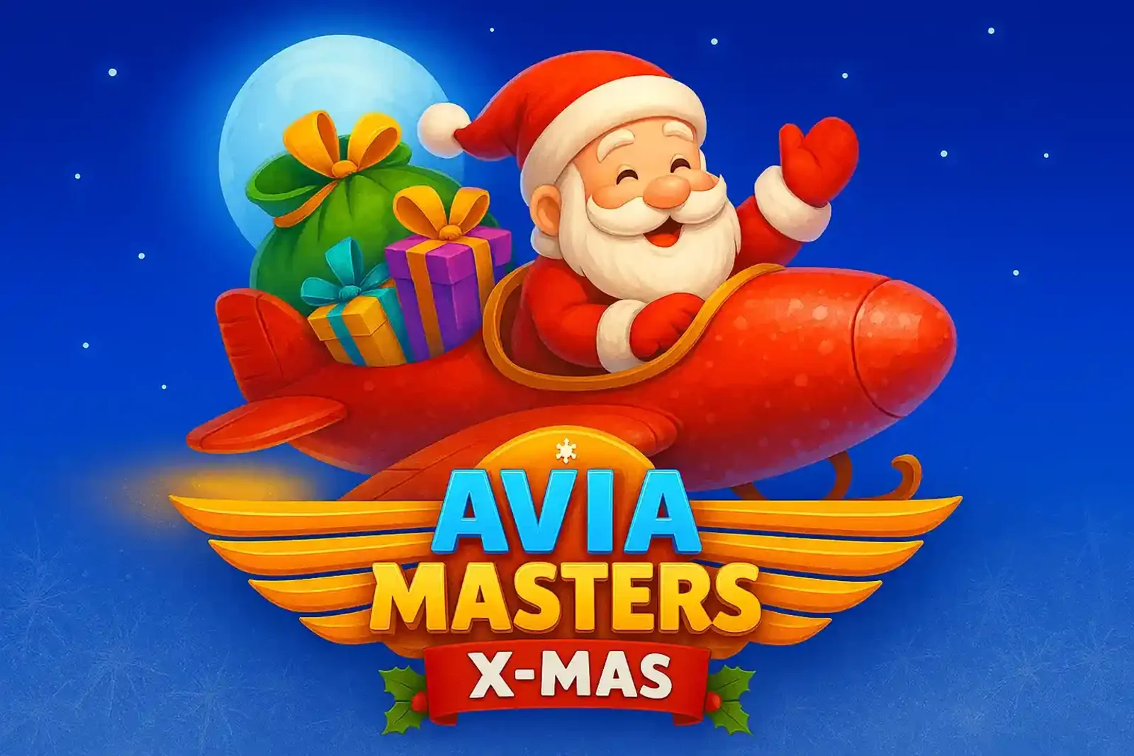 Santa Claus flying a red plane with gifts in the Aviamasters Christmas edition